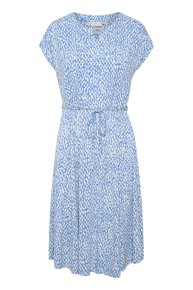 klänning i viscose ljusblå/vit